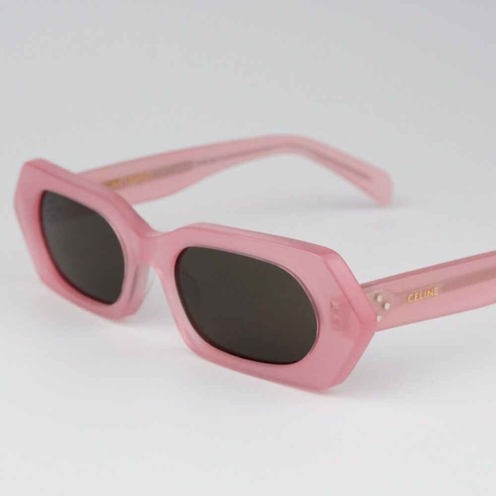 NEW Celine CL40243I 72J Shiny Opal Pink Brown Rectangle Women Sunglasses - Picture 6 of 10